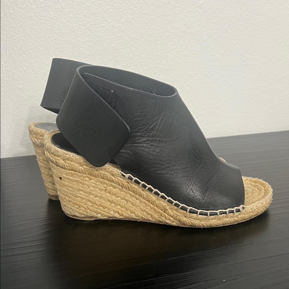 Celine Paris Size Euro 36 Black Leather Wedge Sandals - Picture 4 of 14